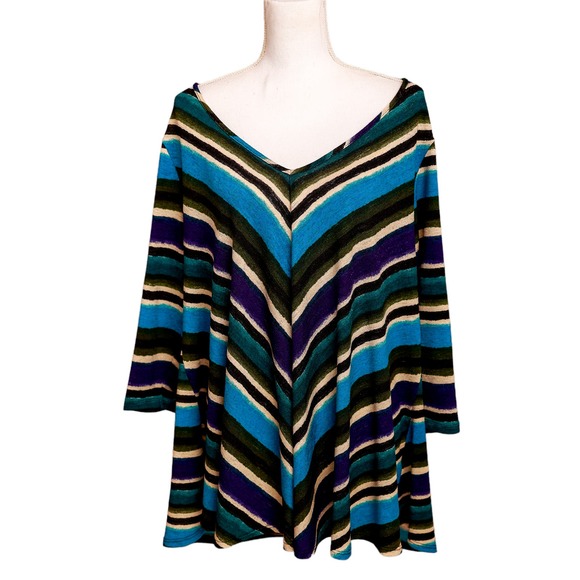 NY Collection lightweight‎ short sleeve sweater colorful stripes size 2X - Picture 1 of 6